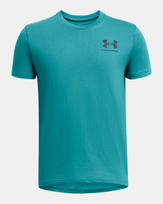 Boys' UA Sportstyle Left Chest Short Sleeve in Blue image number 0